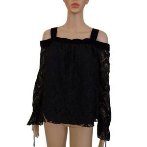 Lisa & Lucy Blouse M Black Cold Shoulder Top